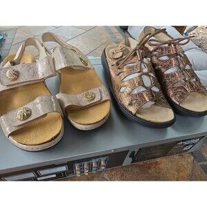 Helle Comfort Orthopedic Sandals 2 PAIRS Comfort Shoes Size 37 US 6 6.5 Tan GOLD
